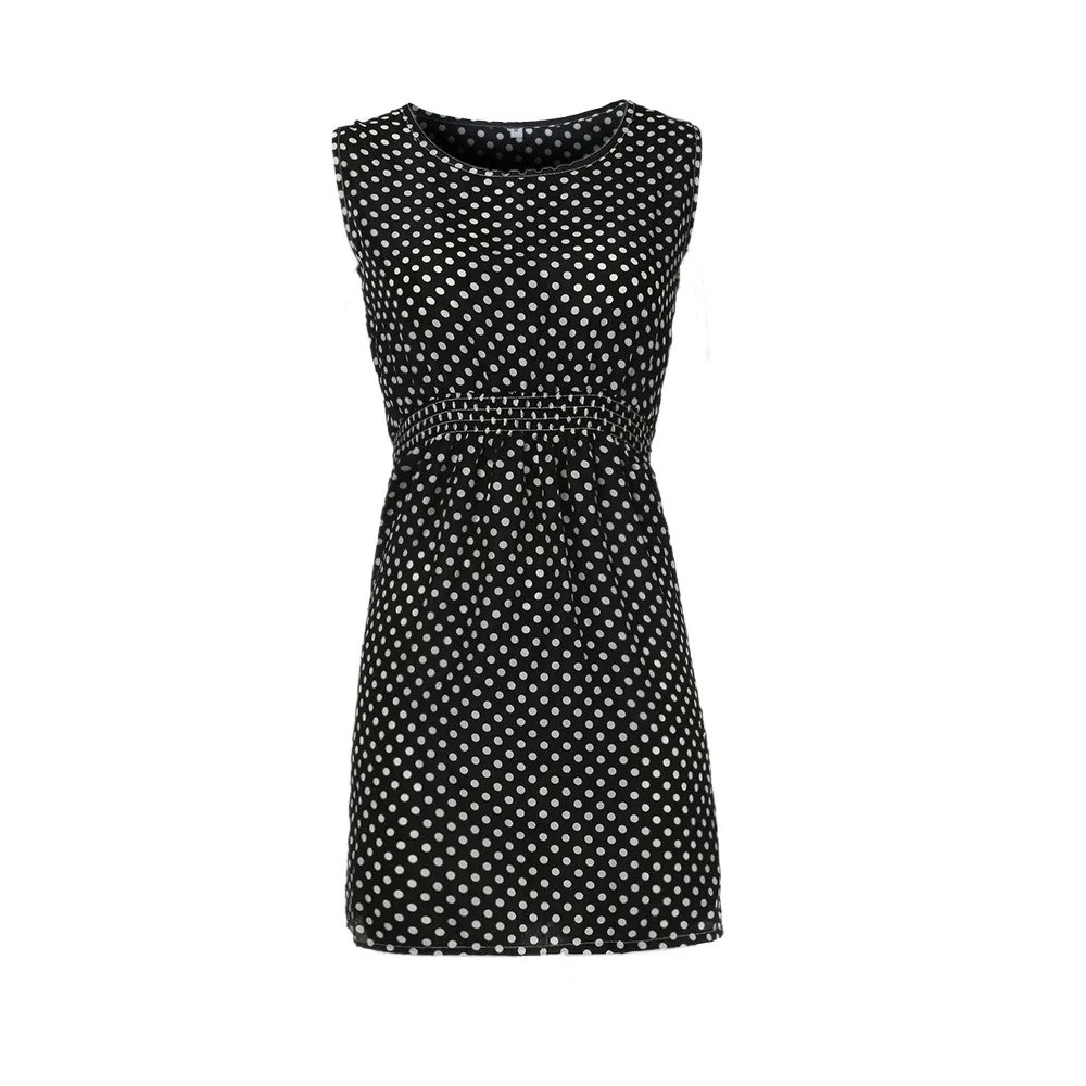 Женское модное платье в горошек трапециевидной формы без рукавов длиной до