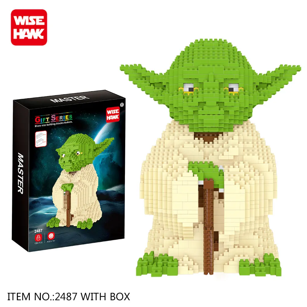 Wisehawk Yoda, большие размеры, фигурки американского аниме, 1520 шт., строительные блоки, сборная модель DIY, кирпичи, миниблоки, подарки, игрушки для детей - Цвет: 2487 with box