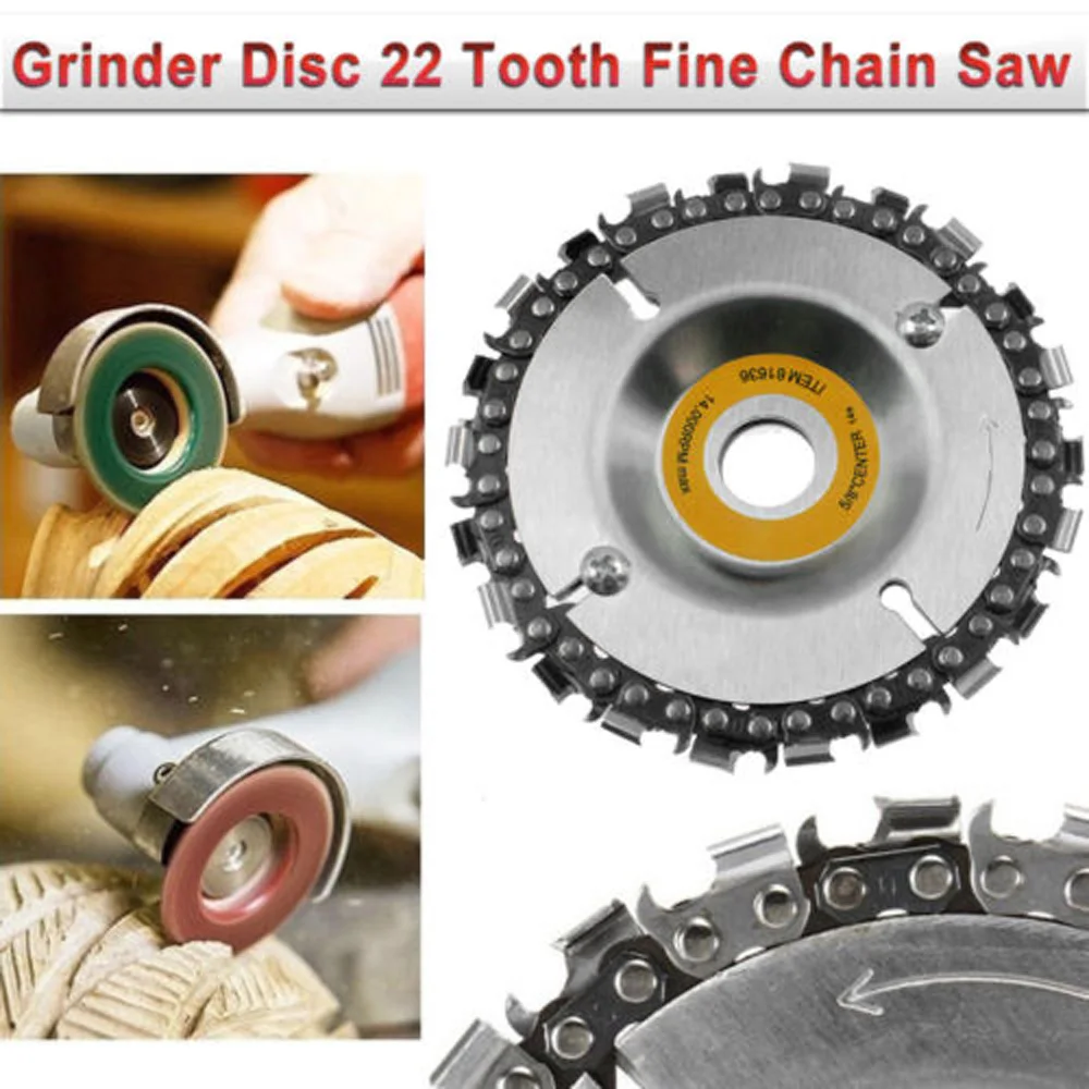 4 Inch 22Tooth Grinder Disc Round Chain Saw Disc Cut Carving Abrasive Wheel Woodcarver For Angle Grinder Sculpting Tool
