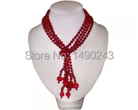 2 rows 42 inches 7 8mm red round natural coral neckalce