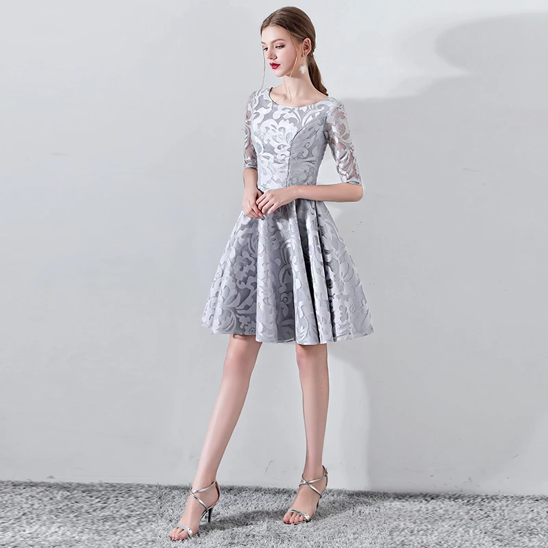 Женское коктейльное платье без рукавов серое элегантное вечернее мини с