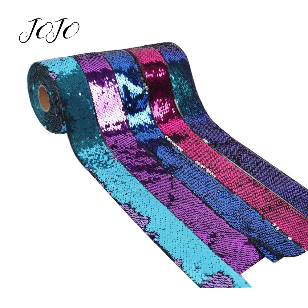 

JOJO BOWS 50mm 2y Reversible Sequin Ribbon Color Change DIY Hair Bow Material Gift Box Wrapping Apparel Sewing Home Decoration