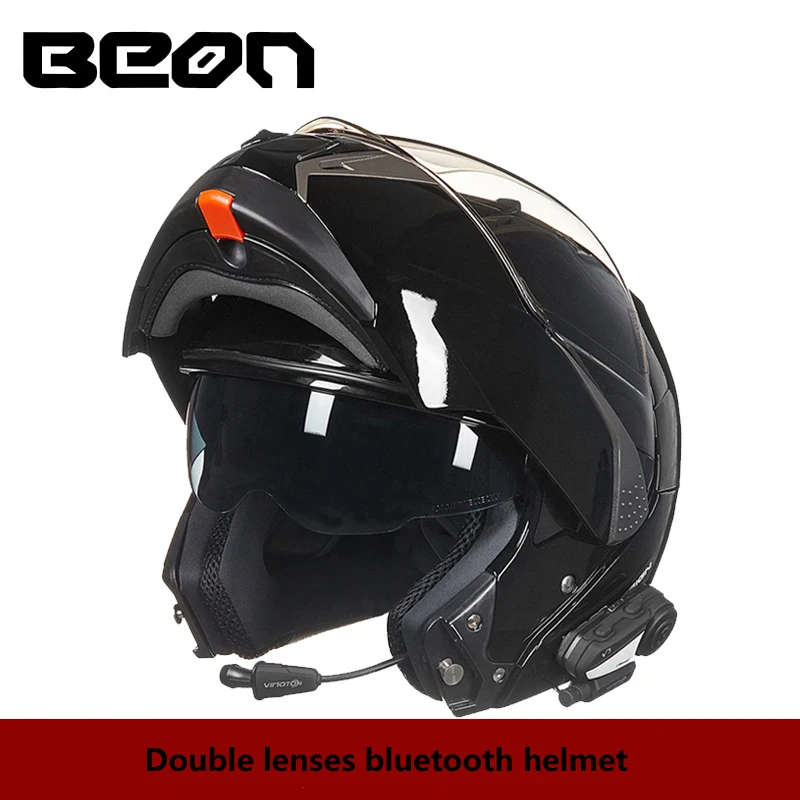 Мотоциклетный шлем BEON откидной с двойными линзами BLUETOOTH для езды на мотоцикле и