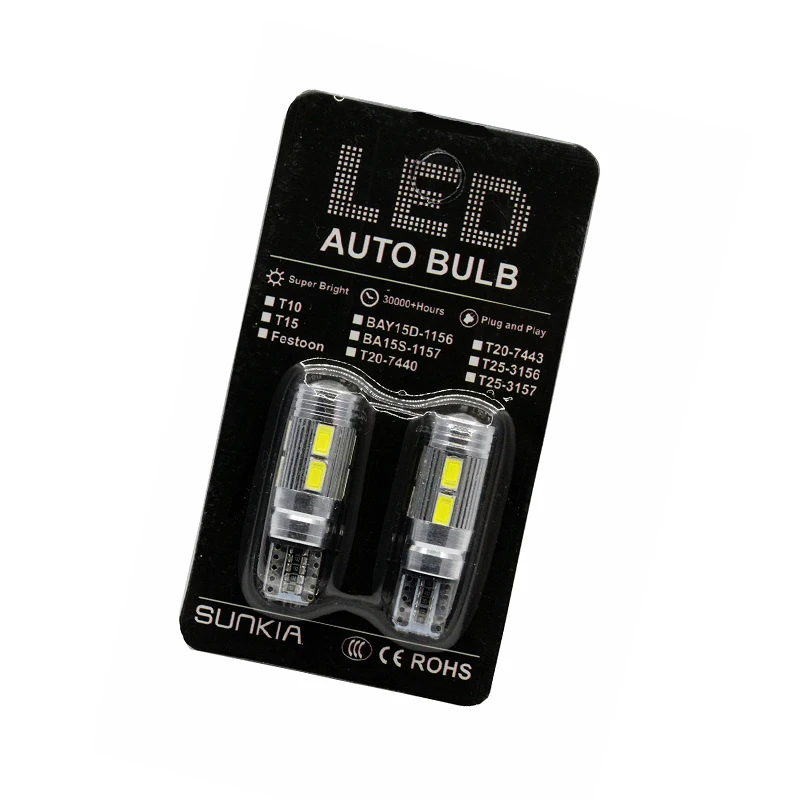 Внешсветодиодный Светодиодная лампа CANBUS 10-SMD 194 для салона автомобиля 2 модели SUNKIA