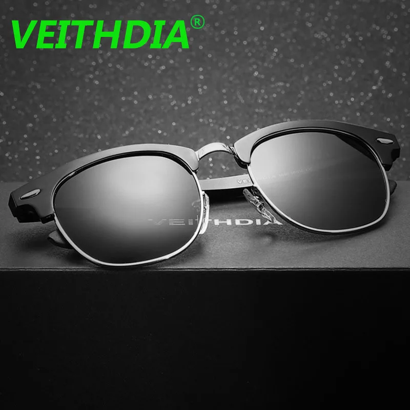 Мужские и женские солнцезащитные очки VEITHDIA поляризационные зеркальные с синим