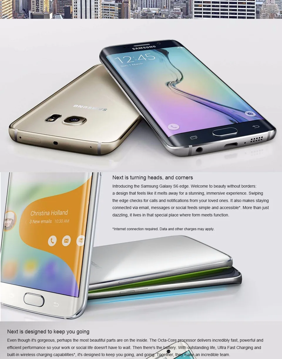 Разблокированный мобильный телефон samsung Galaxy S6/s6 edge, 4G, GSM, Android G925F, четыре ядра, 5,1 дюймов, 16 МП, 3 Гб ram, 32 ГБ rom, сотовый телефон