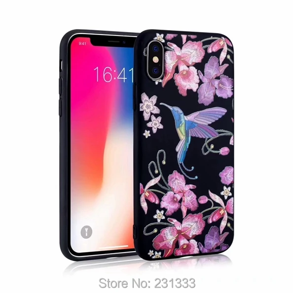 Мягкий чехол из ТПУ для Iphone X XS 8 7 PLUS I7 6 6S SE 5 дюймов рельефный с имитацией вышивки и