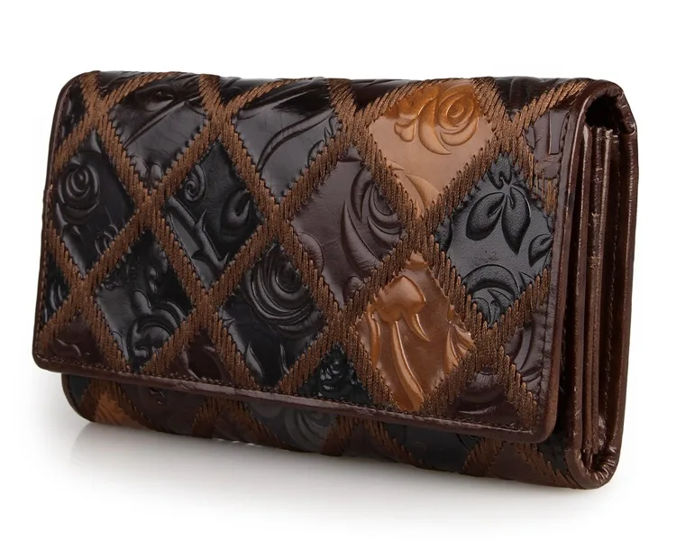 Хит продаж Женский кошелек из натуральной кожи с цветочным узором уникальный