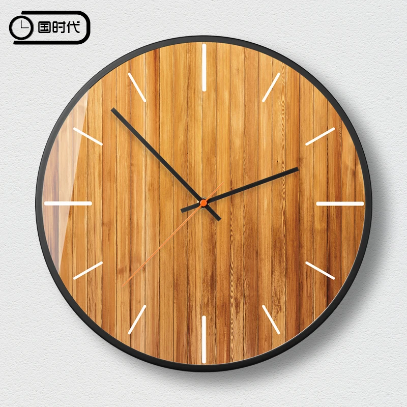 Wood grain creative personality home decoration wall clock minimalist art modern pop silent number 3d O220 | Дом и сад