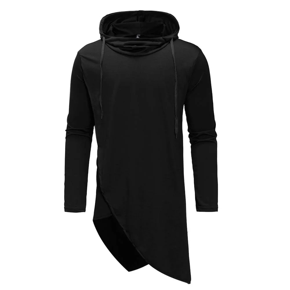 Новая мужская мода, Мужская однотонная ветровка с капюшоном, куртка, кардиган, куртка с длинными рукавами, Повседневная стеганая длинная куртка