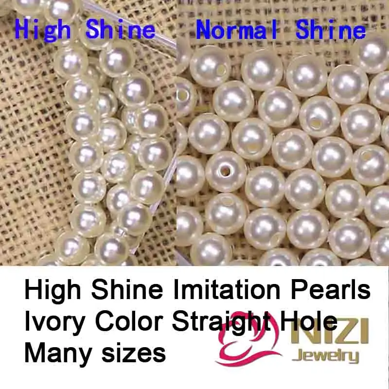 

Wholesale High Shine Pearls For Jewelry Making Ivory Resin Imitation Pearls Round Shape With Straight Hole Many Sizes For Choose
