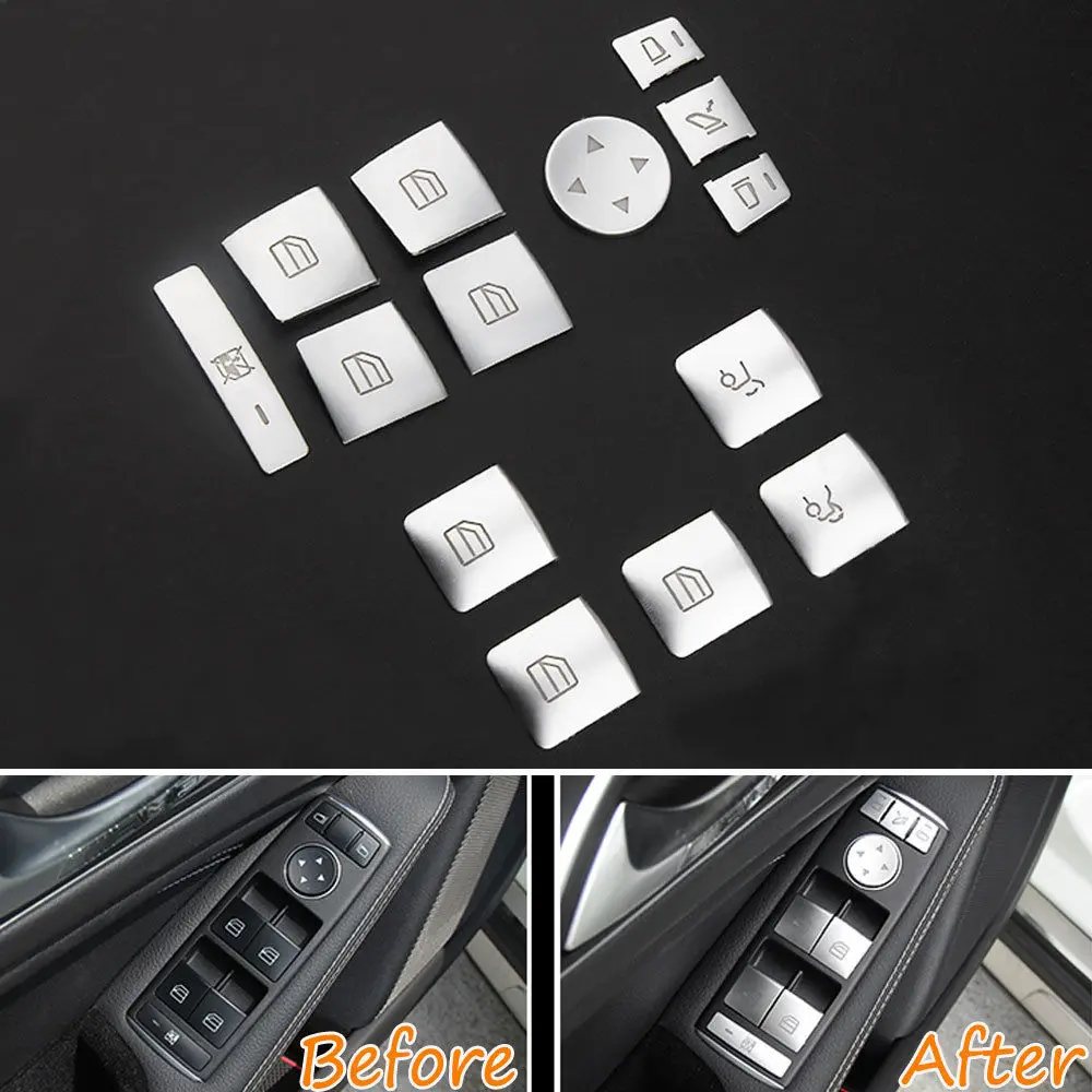 

14Pcs x Car Door Window Switch Button Cover Trim For Benz GLACLA GLK GL ML GLE 2013-2015