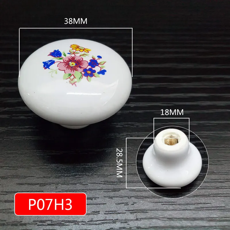 H3 Белый цвет роза lotus love простые мебельные ручки под одно отверстие CeramicKitchen Мебельная ручка ящика шкафа - Цвет: H3