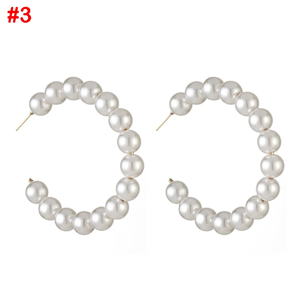 Style 4-3 1 пара, элегантные круглые женские серьги-кольца с белым жемчугом, маленькие большие круглые серьги с жемчугом, модные женские свадебные украшения для помолвки - Окраска металла: Style 4-3