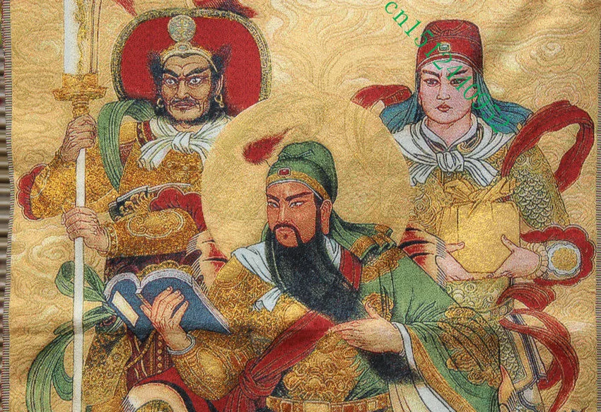 Китайская шелковая вышивка Гуань Гонг Юй Воин Бог 2 гвардей картины Фреска|mural|mural