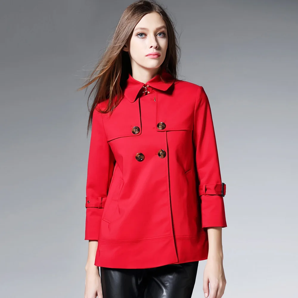 Новинка 2018 модный Женский Тренч короткое хлопковое пальто плюс размер