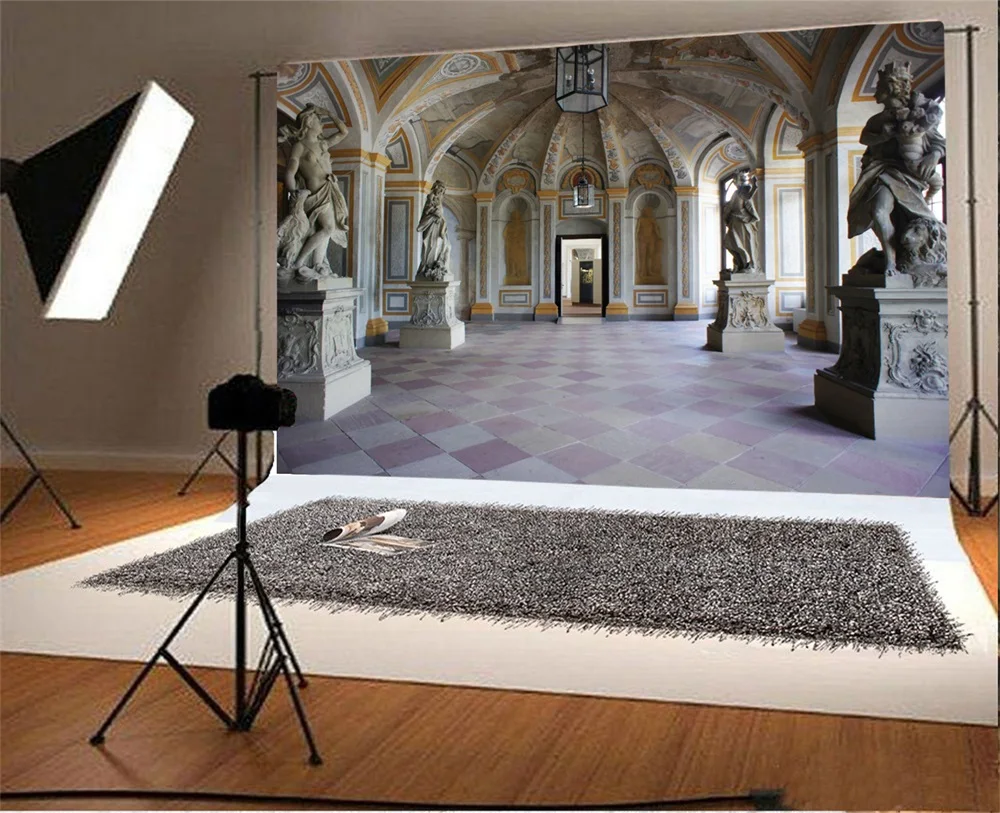 Фотофон Laeacco с винтажным купольным дворцом скульптурой коридором детским