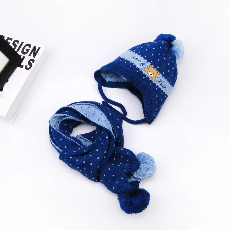 2 шт./компл. комплект из шапки и шарфа для девочек мальчиков милые детские зимние