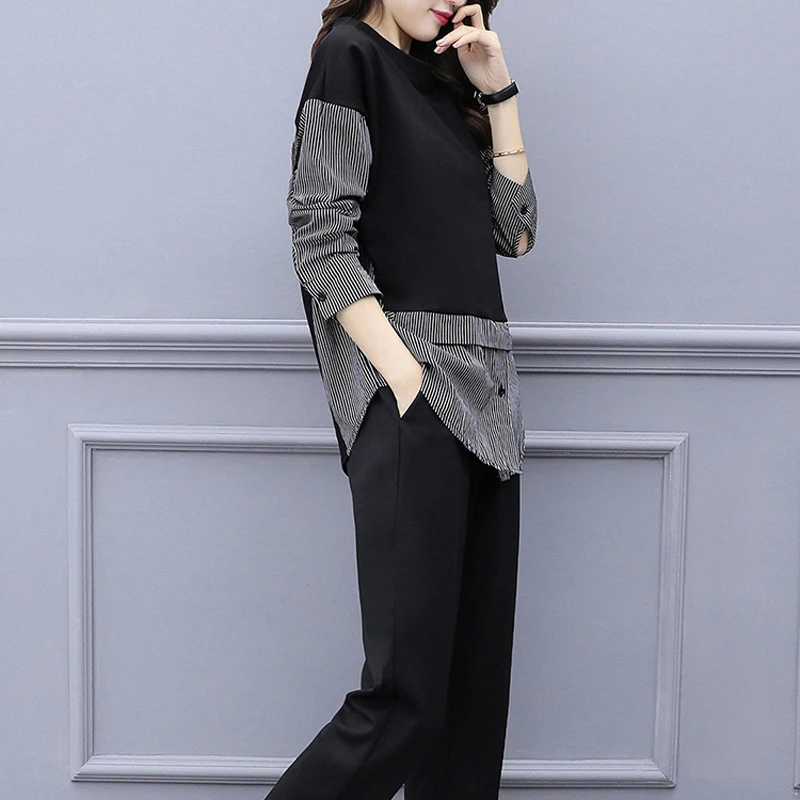 YICIYA, плюс размер, большой, 4xl, 5xl, Женский комплект 2 шт., наряд, спортивный костюм, спортивная одежда, комплект из топа и штанов, костюмы, весна
