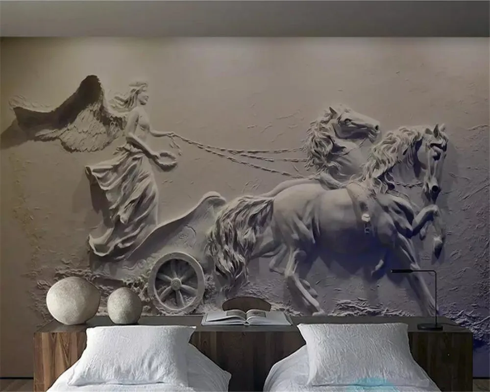 Beibehang пользовательские обои 3d фото фрески Ангел каретка рельефный фон настенная