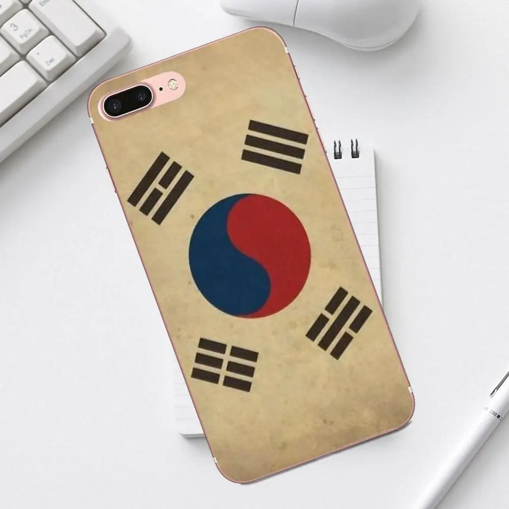 Qdowpz Флаг Южной Кореи для iPhone 4 4S 5 5C SE 6 6S 7 8 Plus X XS Max XR Galaxy A3 A5 J1 J3 J5 J7 2017 милый чехол
