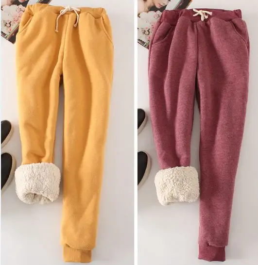2018 winter new loose women's solid color casual sports trousers thick warmth drawstring stretch pants | Женская одежда
