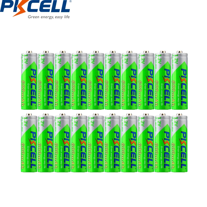 20 шт. батарейки PKCELL AA 600 мА/ч 1 2 В Ni MH перезаряжаемый аккумулятор предзарядка