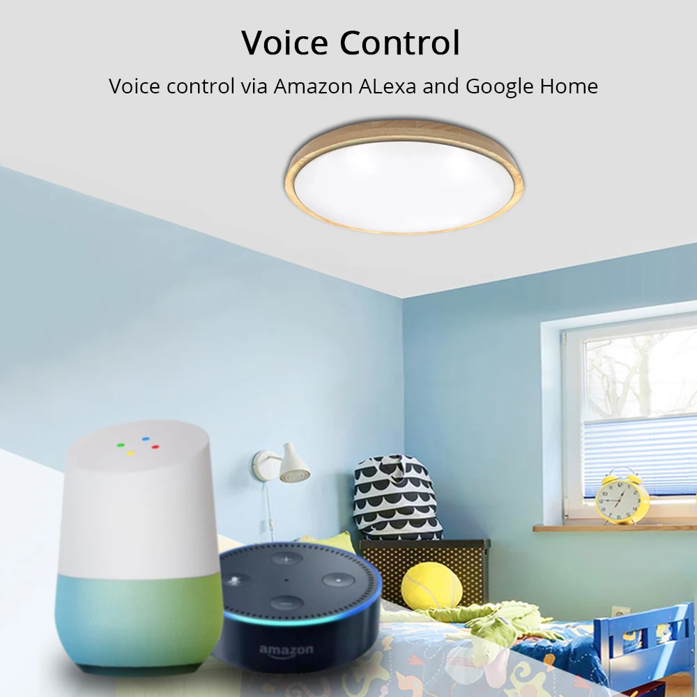 Затемняемый умный WiFi Точечный светильник Поддержка Google Assistent Alexa Echo Голосовое