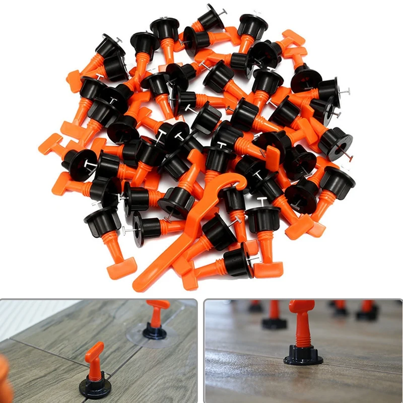 

50Pcs Tile Leveling System Kit 3-15mm Thickness Construction Tools 1.6mm Space Reuse Wall Floor Clip Leveler Ceramic For Tile