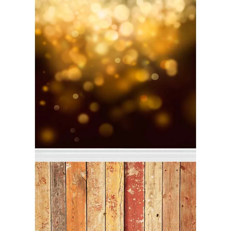 

5x7ft Dark Orange Spots Bokeh Wood Floor Washable One Piece No Wrinkle Banner Photo Studio Background Backdrop Polyester Fabric