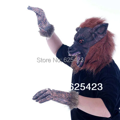 Free Shipping! Halloween Masquerade Wolf Mask Cartoon Simulation Wild &amp Cosplay Carnival Gloves Set |