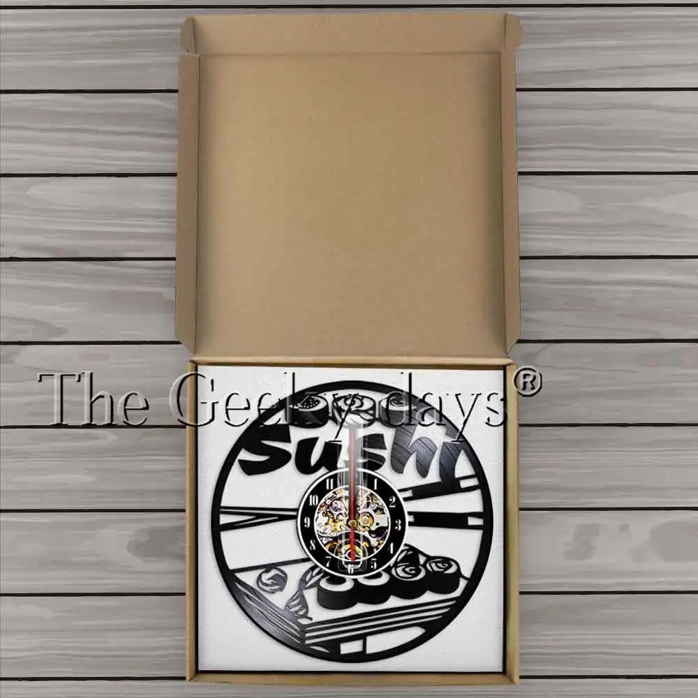 Японские кухонные настенные часы с виниловыми пластинками для суши бара