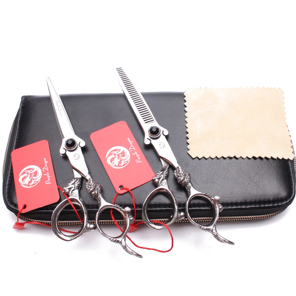 Z9007 5.5&quot 16cm 440C Purple Dragon Black Stone Hairdressing Scissors Cutting Thinning Shears Professional Hair | Красота и