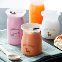 disposable dessert pudding jelly yogurt cup bottle with cover candy color spoon diy sticker 50pcslot dec492