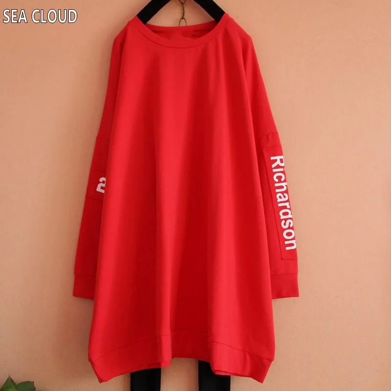 

82 Plus size clothes women spring & autumn long-sleeve T-shirtloose big shirt 100% cotton t shirt tops for 150 kg