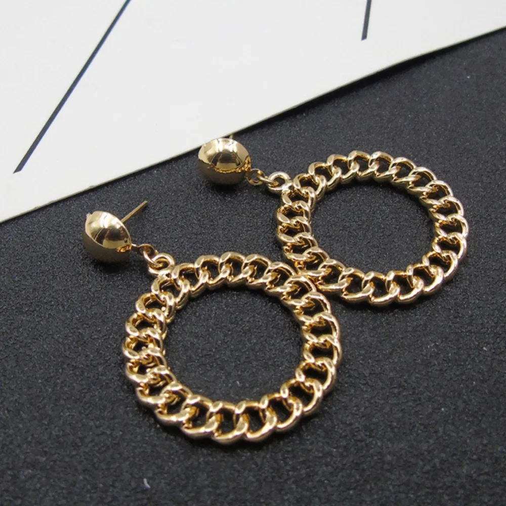 New Arrival Hip Hop Simple Chain Big Gold Hoop Earrings for Women Circle Brincos Jewelry #273871 | Украшения и аксессуары