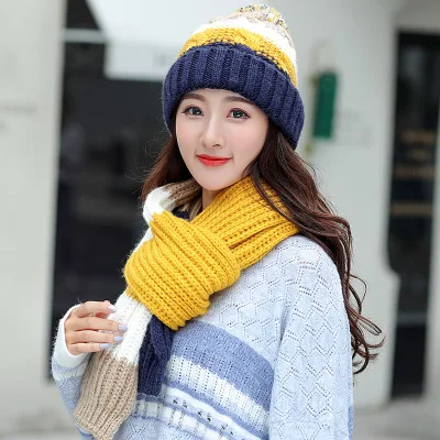 Женские шапки, зимние модные брендовые шапки, шарф, вязаная шапка, 2 шт., для девушек и девушек, Gorros, повседневная шапка, Chapeu Feminino Bone - Цвет: yellow