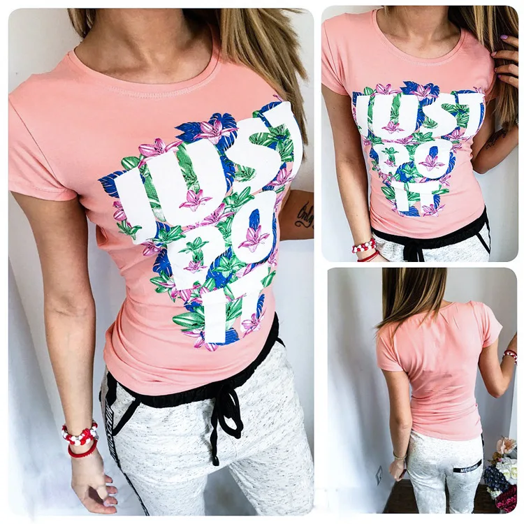 

Ladies Casual Round Neck Short Sleeve T Shirt Sexy Tees Tops T-Shirt