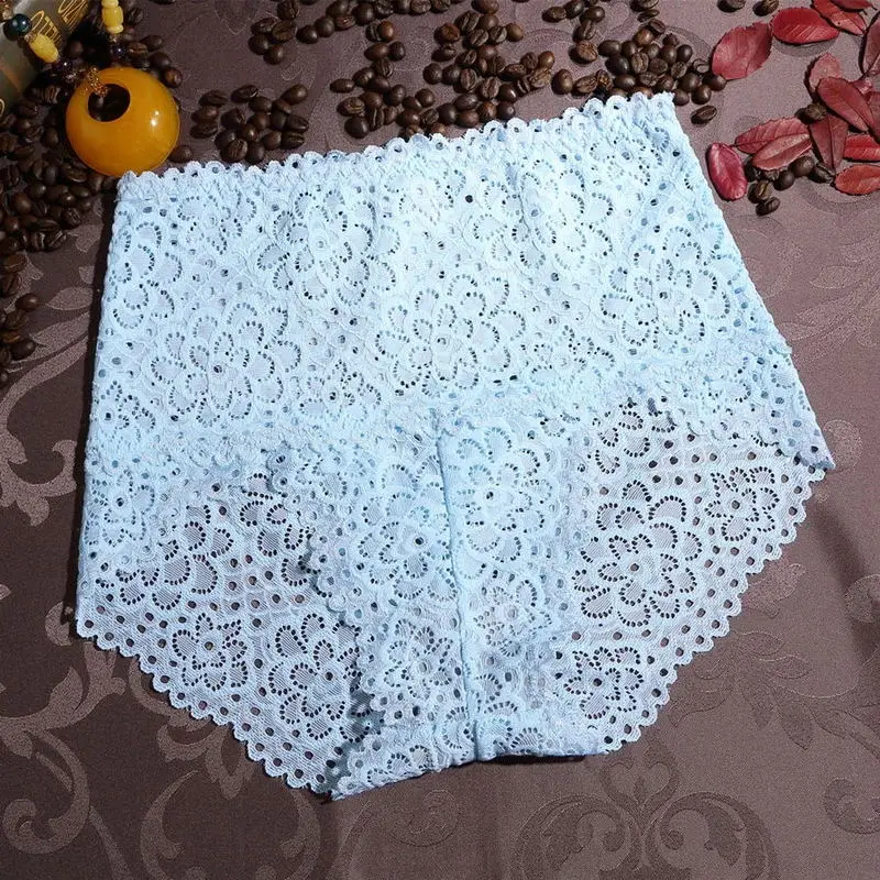 SexeMara Hot Sale High Waist Hollowed Flowers Underwear Seamless Sexy Briefs Women Lace Panties Spandex |
