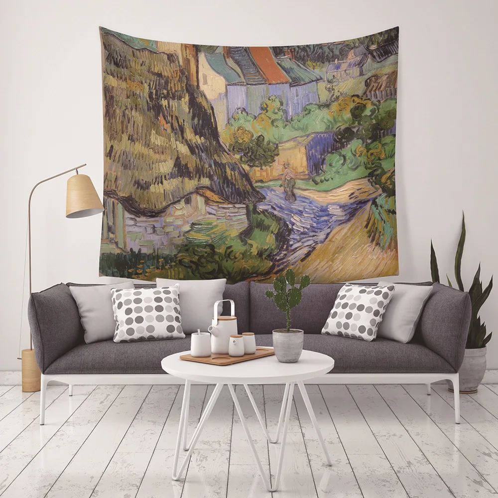 Van Gogh Impress Wall Hanging Hallowmas Rugs Skull Beach Blanket Hippie Tenture Mural Yoga Mat Star Mandala Tapestry Sky | Дом и сад