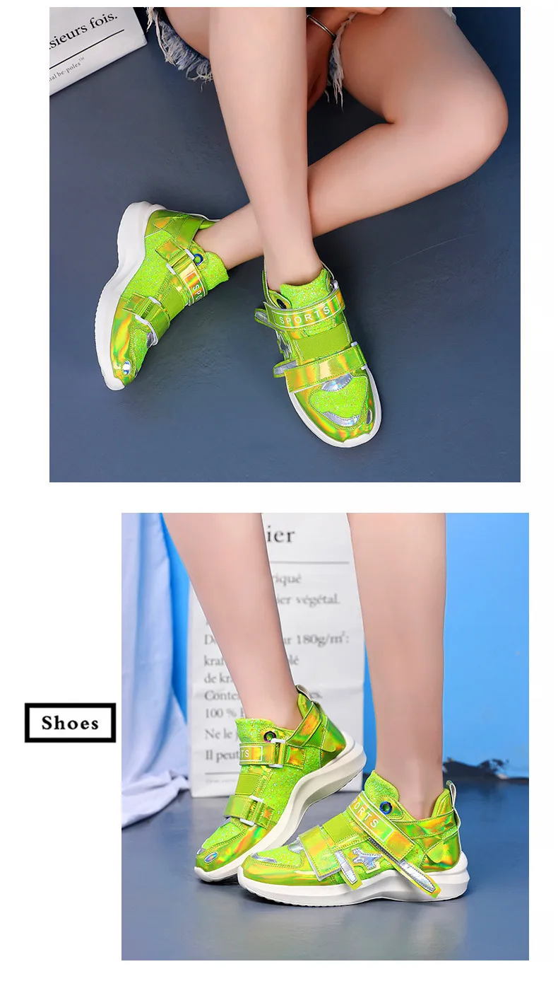Laser Symphony PV mirror sports shoes women's vulcanized shoes rubber and plastic outsole non-slip wear-resistant large size
