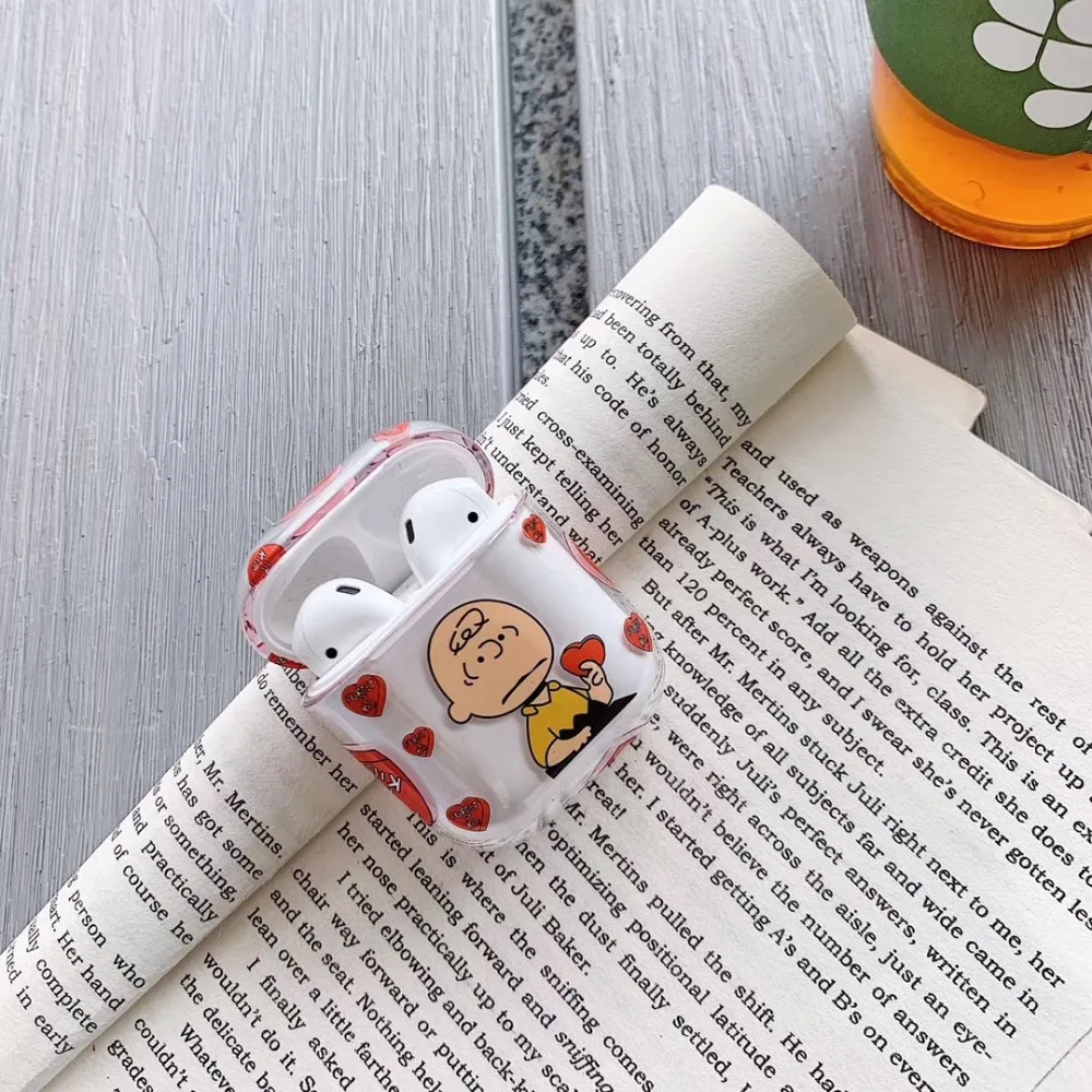 Прозрачный чехол для наушников Apple AirPods зарядная коробка с милым мультяшным