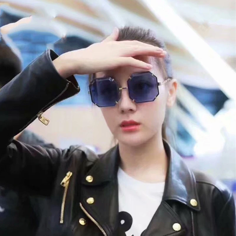 New Trend Polygon Rimless Sunglasses Women Fashion Oversized Square Mirror Eyewear Sun Glasses Female Lunette De Soleil Femme | Аксессуары