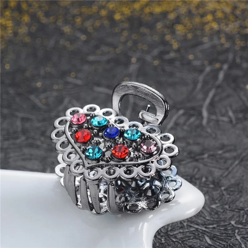 

WWLB Mini Peacock Headwear Crystal Flower Clamp Hair Claw Fashion Hairwear Hair Clip Decorfor Girls Valentine's Day Jewelry Gift