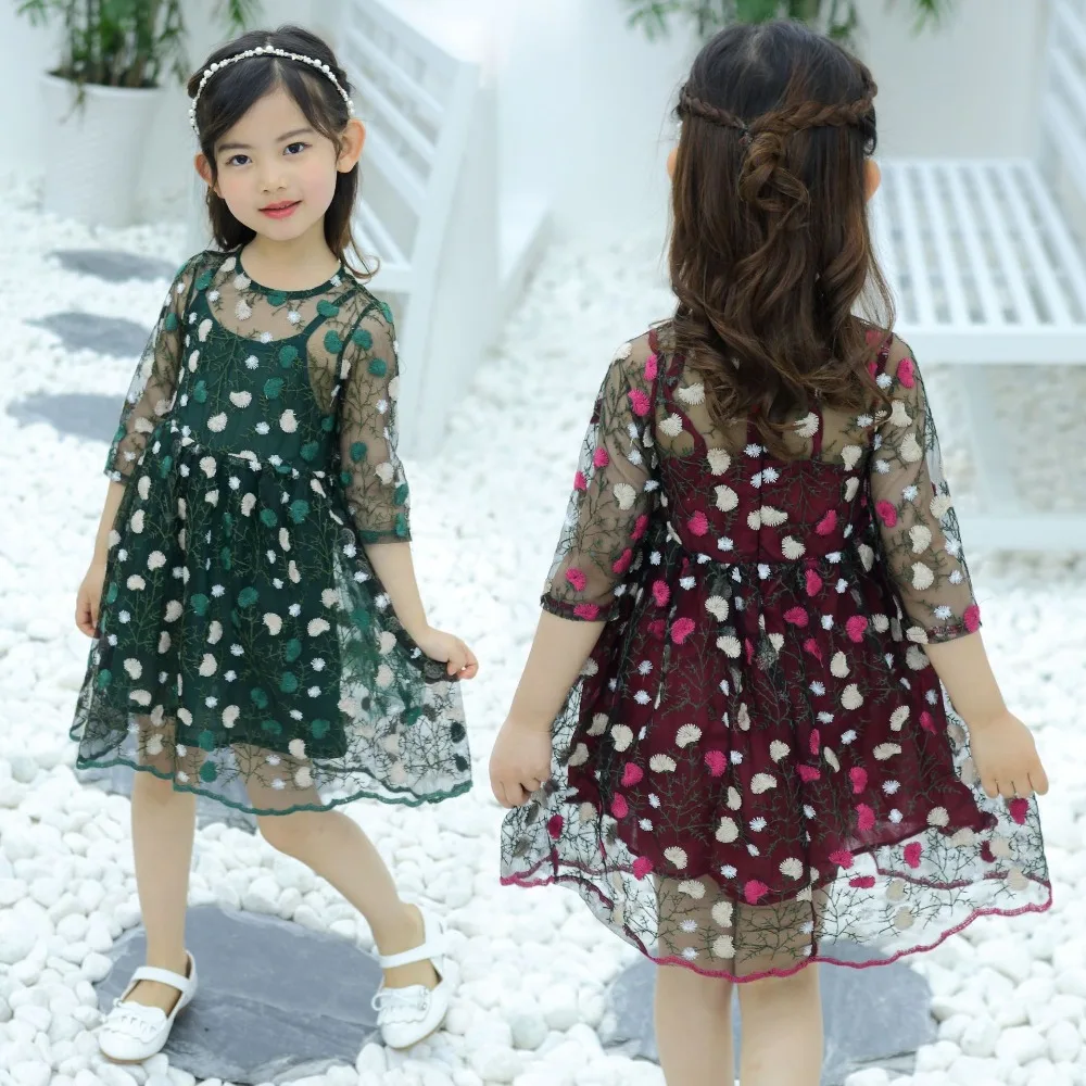 Roupas infantis menina продажи Детское платье вышивки соболезнуем пояса мягкие свободные
