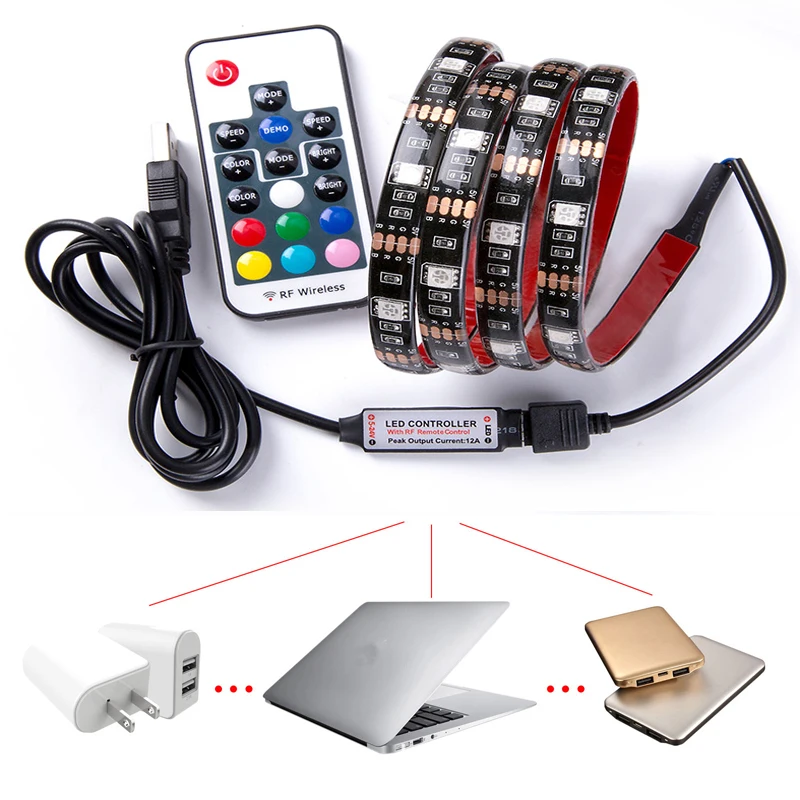 DC 5 в USB RGB светодиодный SMD 5050 Гибкий Светильник лампы светодиодный светильник ТВ фон светильник ing клейкая лента 50 см 1 м 2 м 3 м 4 м 5 м