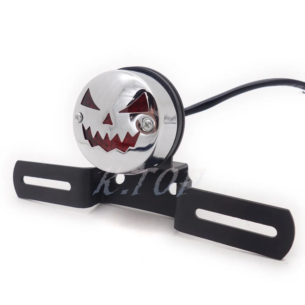 Светодиодный Винтаж тыквы задние тормоза кабеля Стоп лампа для Кафе Racer Chopper Bobber мотоциклов