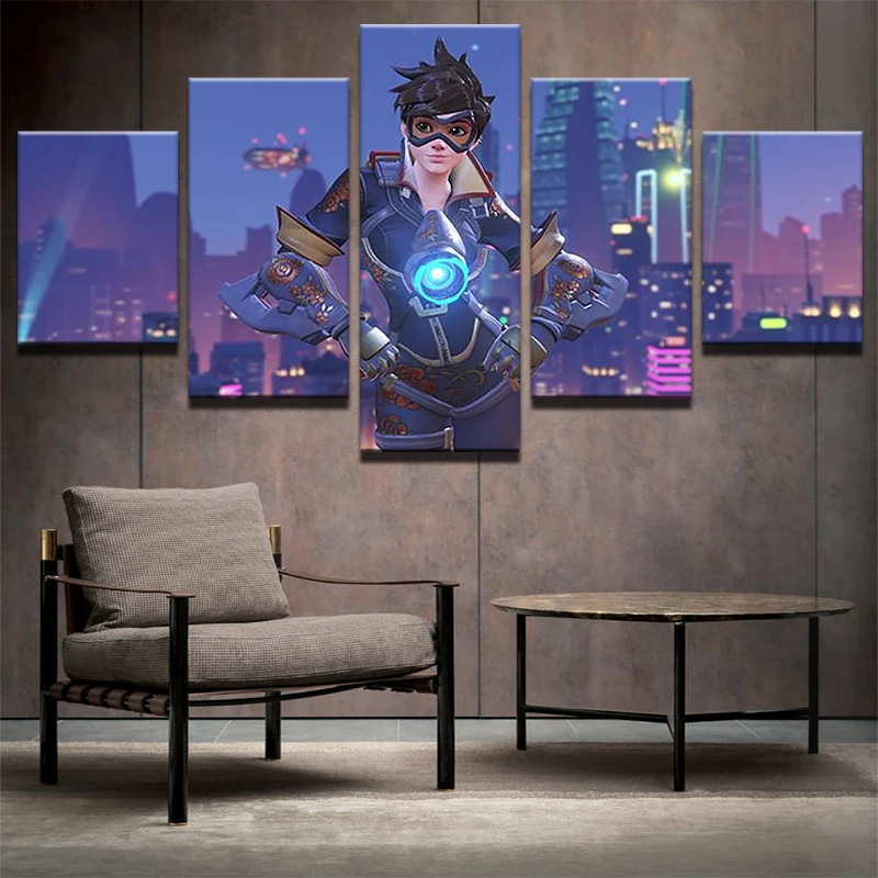 Игры постер из плотной ткани с принтом 5 Панель Overwatch Tracer настенная живопись