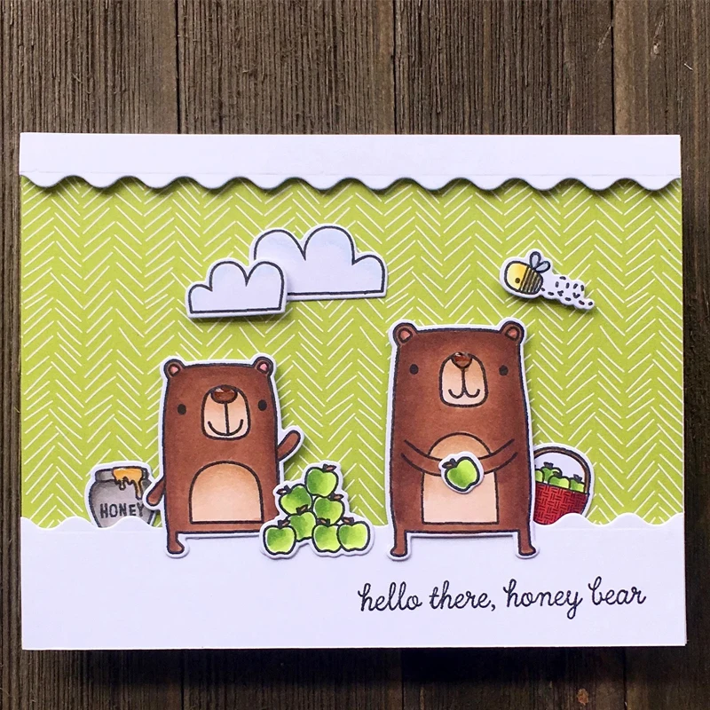 Медвежонок облачно яблоко дерево прозрачный силиконовый штамп для DIY