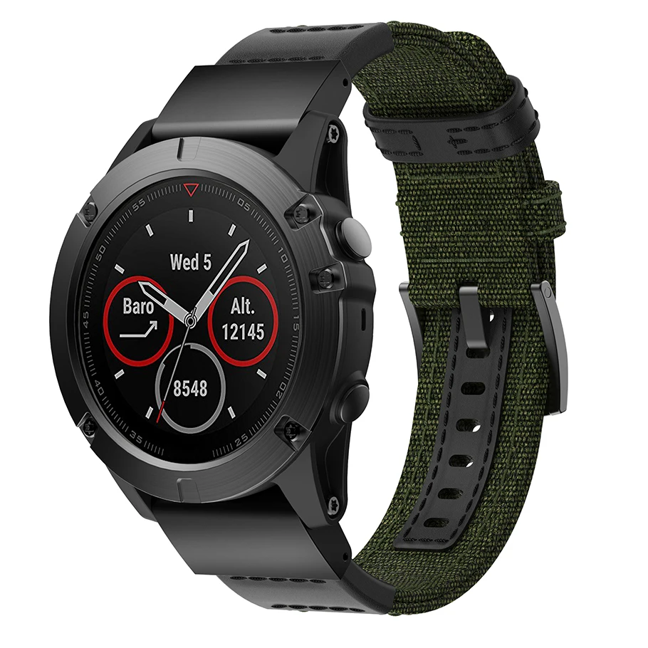 Легкий натовский Премиум нейлон + кожаный ремешок для Garmin Fenix 5X/5X Plus/3/3 HR часов
